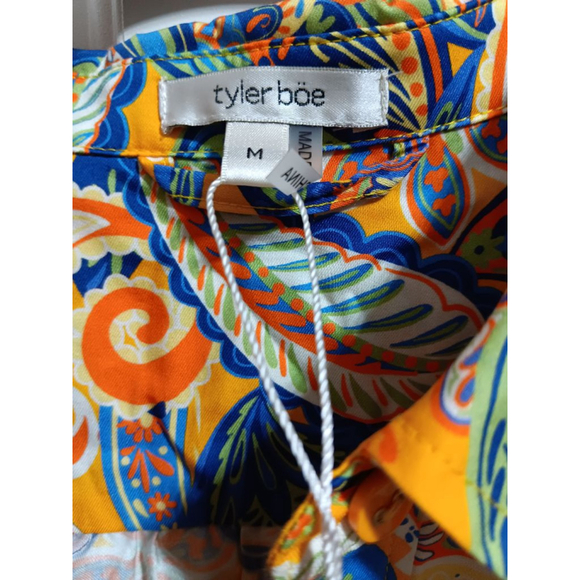 Tyler Boe Ziva Paisley Belted Shirtdres Half Placket Classic Collar - Picture 13 of 14